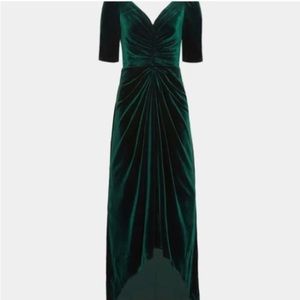 Green Velvet High-Low Gown